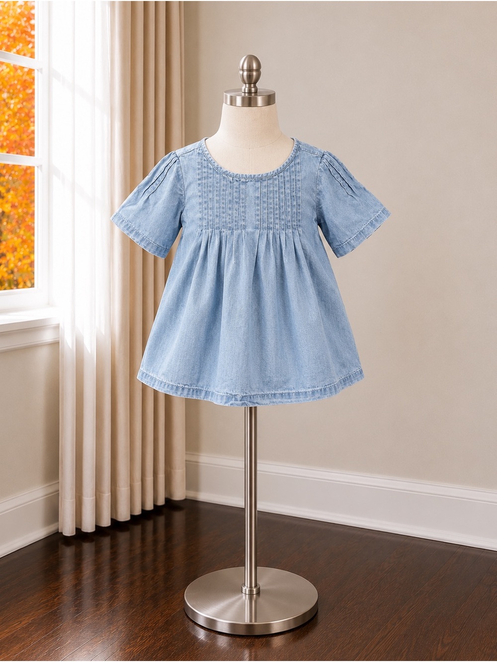GAP Light Blue Denim Toddler Peasant Top